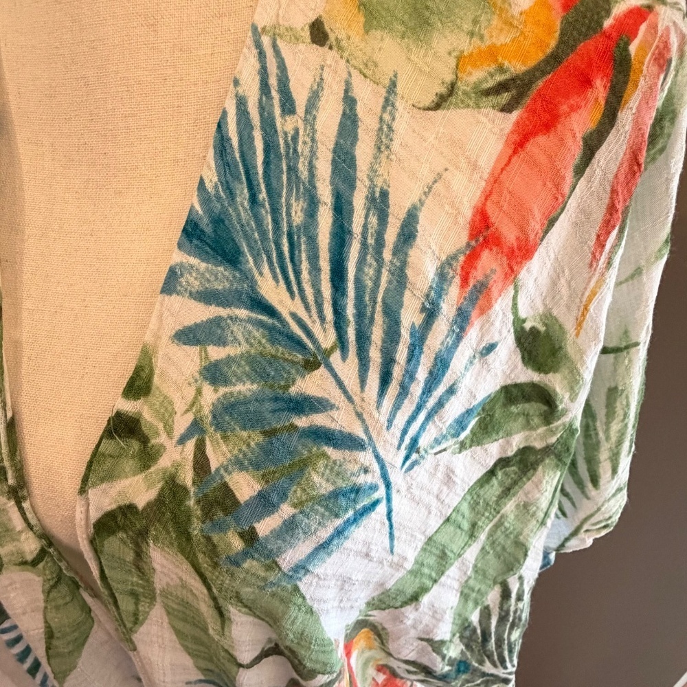 Chico's Tropical Poncho Swimsuit Coverup Tunic Top, Travel, Vacation, Size S/M - Picture 5 of 11